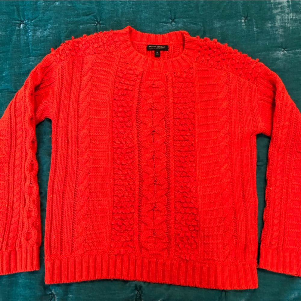 Vibrant Red Banana Republic Sweater, Size M - Picture 3 of 5